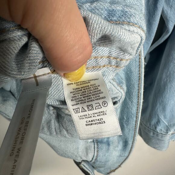 Loft Women's Cotton Light Wash Oversized‎ Baggy Boyfriend Denim Jacket Size XXS - Picture 4 of 7